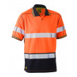 Bisley Taped 2 Tone Hi Vis Polyester Mesh Short Sleeve Polo Shirt Orange/Navy