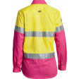 Bisley Womens 3M Taped Hi Vis Cool Lightweight Shirt Yellow/Pink