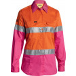 Bisley Womens 3M Taped Hi Vis Cool Lightweight Shirt Orange/Pink