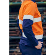 Bisley Womens Taped Hi Vis Stretch V-Neck Long Sleeve Shirt Orange/Navy