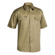 4XL Khaki Bisley Mens Cotton Drill Shirt Short Sleeve (BS1433_BCDR4XL)