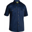 Navy Bisley Mens Cotton Drill Shirt Short Sleeve (BS1433-BPCT)