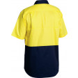 Bisley 2 Tone Cool Lightweight Drill Short Sleeve Shirt Yellow/Navy