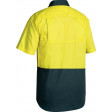 Bisley 2 Tone Cool Lightweight Drill Short Sleeve Shirt Yellow/Bottle
