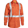 Bisley 3M X Taped Hi Vis Long Sleeve Mens Drill Long Sleeve Shirt Orange