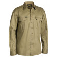 Small Khaki Bisley Mens Cotton Drill Shirt Long Sleeve (BS6433_BCDRS)