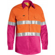 Bisley 3M Taped Cool Lightweight Hi Vis Shirt Orange/Pink