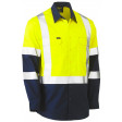 Bisley 3M X Taped Hi Vis Cool Lightweight Shirt Yellow/Navy