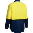 Bisley Yellow/Navy 2 Tone Hi Vis Cool Lightweight Drill Shirt Long Sleeve (BS6895)