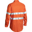 Bisley Cool Lightweight Gusset Cuff Hi Vis Mens Long Sleeve Shirt with 3M Reflective Tape Orange