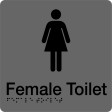 180x180mm - Braille - Silver PVC - Female Toilet (BTS002B)