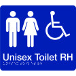 180x210mm - Braille - Blue PVC - Unisex Accessible Toilet (Right Hand) (BTS008-RH)