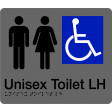 180x210mm - Braille - Silver PVC - Unisex Accessible Toilet (Left Hand) (BTS008B-LH)