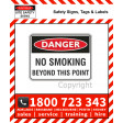 DANGER NO SMOKING BEYOND THIS POINT 450x600mm Metal