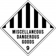 270x270mm - Self Adhesive - Miscellaneous Dangerous Goods 9 (HLTM109A)