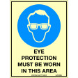 180x240mm - Self Adhesive - Luminous - Eye Protection Must Be Worn In This Area (LU103DA)