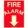 180x240mm - Self Adhesive - Luminous - Fire Alarm (Arrow Down) (LU703DA)