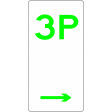 225x450mm - Aluminium - 3 Hour Parking  (Right  Arrow) (R5-3(R)