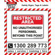 RESTRICTED AREA NO UNAUTHORISED PERSONNEL 450x600mm Metal