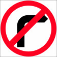 600x600mm - Corflute - Cl.1 - No Right Turn Picto (T9-43)