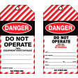 75x160mm - Cardboard Tags - Pkt of 25 - Danger Do Not Operate This Equipment/Switch/Valve (TDT100C)