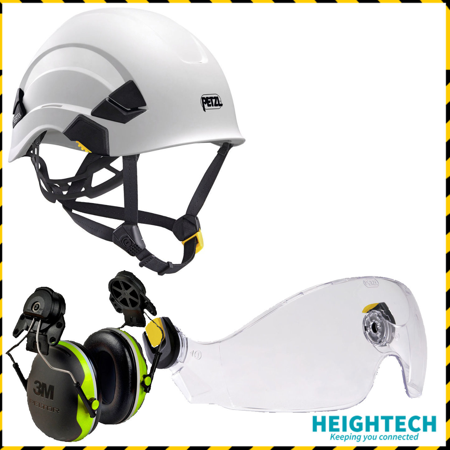 Buy Petzl Vertex with Clear visor  Earmuffs in White online. Height Safety  stockist in Australia.