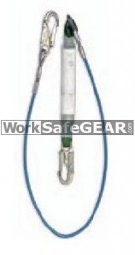 2mtr plastic covered galvanised wire Lanyard, compact energy absorber, 19mm hook each end