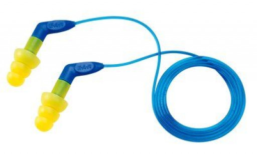 (Case of 4 boxes) 3M Yellow with Blue Stem Corded Earplugs in Polybag Class 4 SLC80 22dB (100 pairs per box) (70071515756)