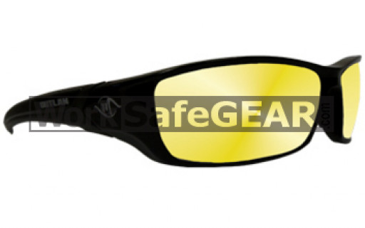 Bandit III Outlaw Fashion Safety Glasses Eye Protection Specs Black Frame, Yellow Lens (2027SBYM)