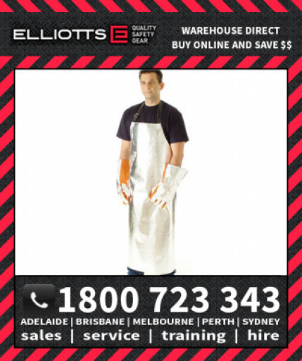 Elliotts Aluminised KEVLAR LINED APRON LARGE Furnace FR Welding Protective Clothing Workwear (AKA4836WL)