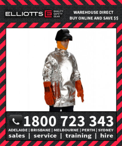Elliotts Aluminised KEVLAR LINED COAT SHORT Furnace FR Welding Protective Clothing Workwear (AKC91WL)