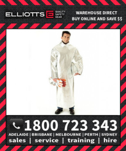 Elliotts Aluminised PREOX UNLINED CLOSED BACK SMOCK Furnace FR Welding Protective Clothing Workwear (APS50U)