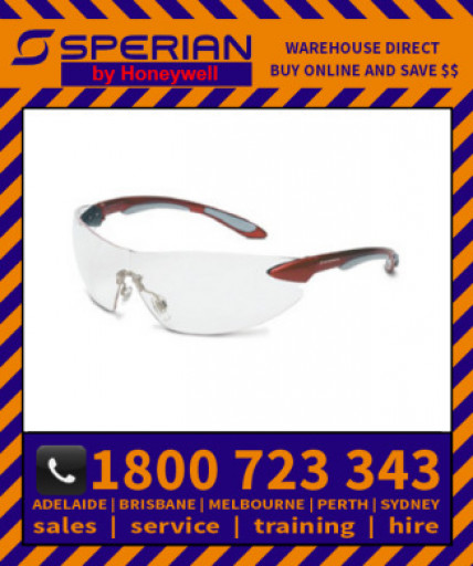Ignite Red Silver Frame Clear Lens Hard Coat Safety Glasses