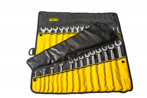 RX03B618BK - 34 PCE COMBO SPANNER ROLL - BLACK WITH YELLOW POCKETS pic1.jpg