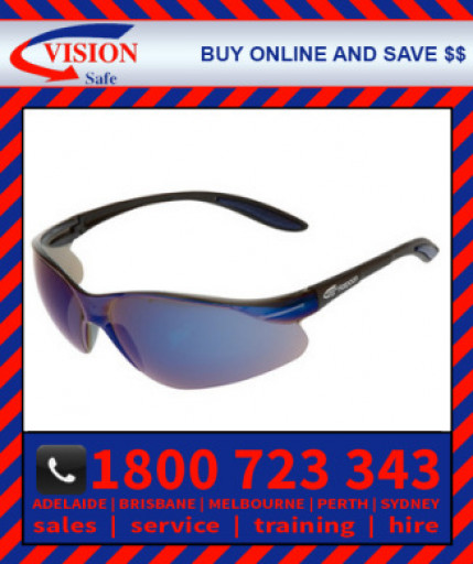 Harpoon 261 Blue Mirror Lens with Black Frame Safety Glasses Specs (261BKBM)