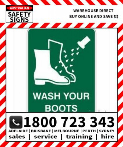 (S720FCP) WASH YOUR BOOTS 225x300mm POLY