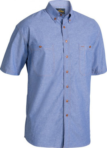 Bisley Chambray Short Sleeve Shirt Blue
