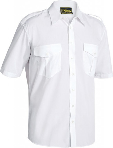 Bisley Epaulette Short Sleeve Shirt White