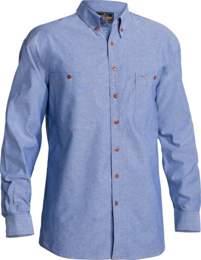 Bisley Chambray Long Sleeve Shirt Blue