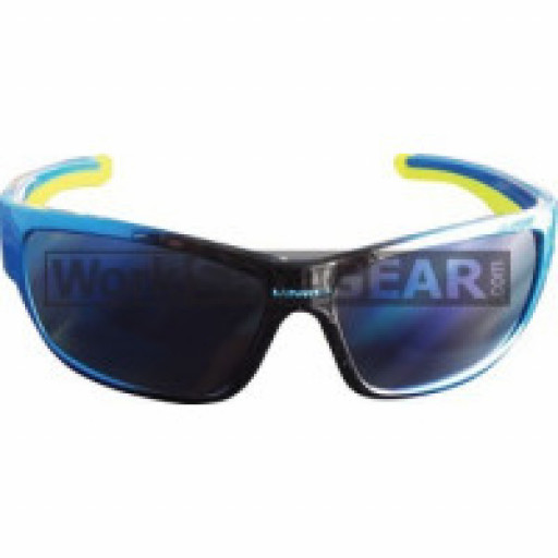 Bandit III Maverick Fashion Safety Glasses Eye Protection Specs Black-Blue Frame, Blue Lens- FREE