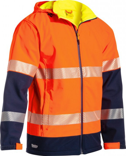 Bisley Taped 2 Tone Hi Vis Ripstop Softshell Jacket Orange/Navy