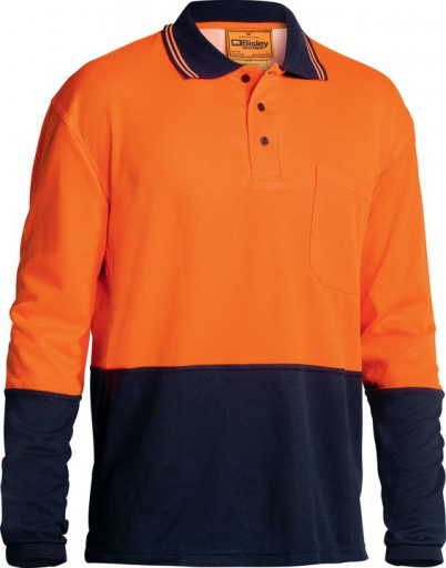 Bisley Orange/Navy 2 Tone Hi Vis Polo Shirt Long Sleeve (BK6234)