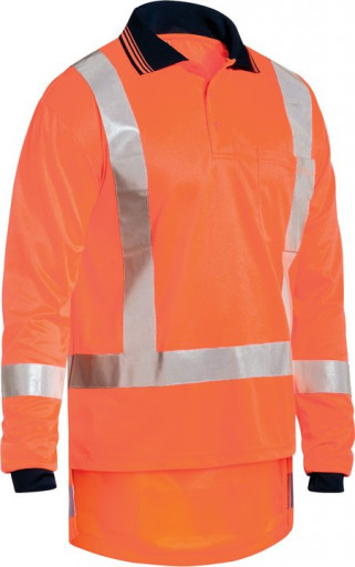 Bisley TTMC-W Cool Vent Hi Vis Polo Long Sleeve Shirt Orange