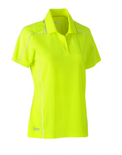 Bisley Womens Cool Mesh Polo Shirt Hi Vis Yellow
