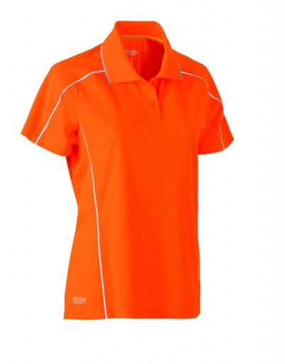 Bisley Womens Cool Mesh Polo Shirt Hi Vis Orange