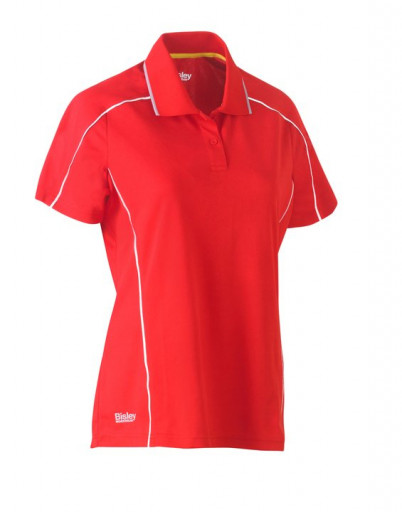 Bisley Womens Cool Mesh Polo Shirt Red