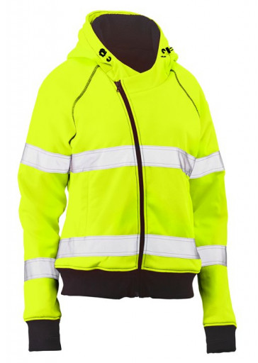 Bisley Womens Taped Hi Vis Fleece Hoodie Yellow