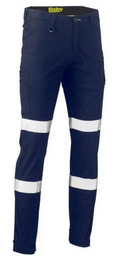 Bisley Taped Biomotion Stretch Cotton Drill Cargo Pants Navy