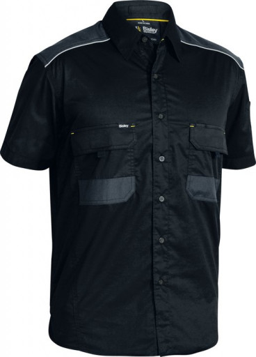 Bisley Flex & Move Mechanical Stretch Short Sleeve Shirt BLACK