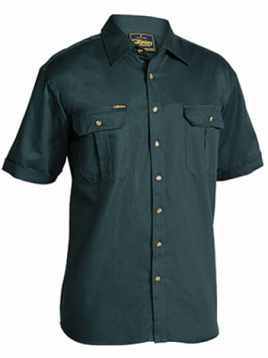 Medium Bottle Bisley Mens Cotton Drill Shirt Short Sleeve (BS1433_BGRGM)